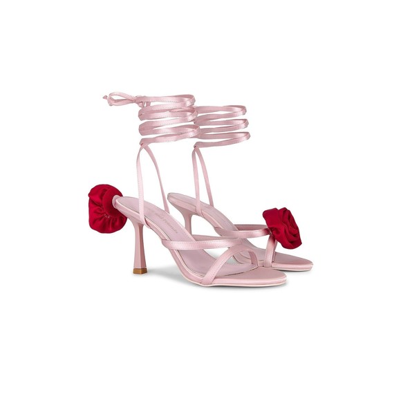 Lovers And Friends Shoes - New Lovers and Friends Flores Heel Pink & Red lace up strappy satin valentines